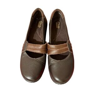 NWOB Clarks Collection Brown Leather Mary Jane Flats Shoes Women 11M
